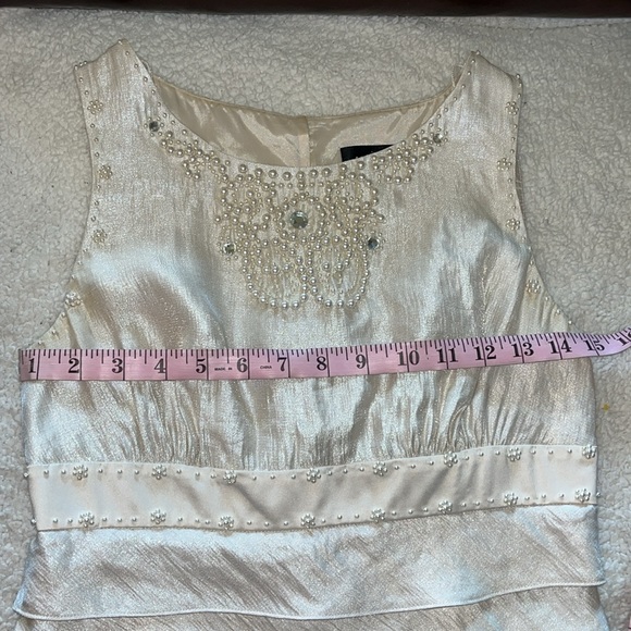 Adrianna Papell Ivory Sleeves Tiered Ruffles Mini Dress with Embellishme… - Picture 10 of 14